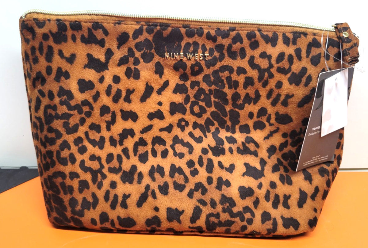 Nine West Travel Cosmetic Bag with Toiletry Bottle - Animal Print