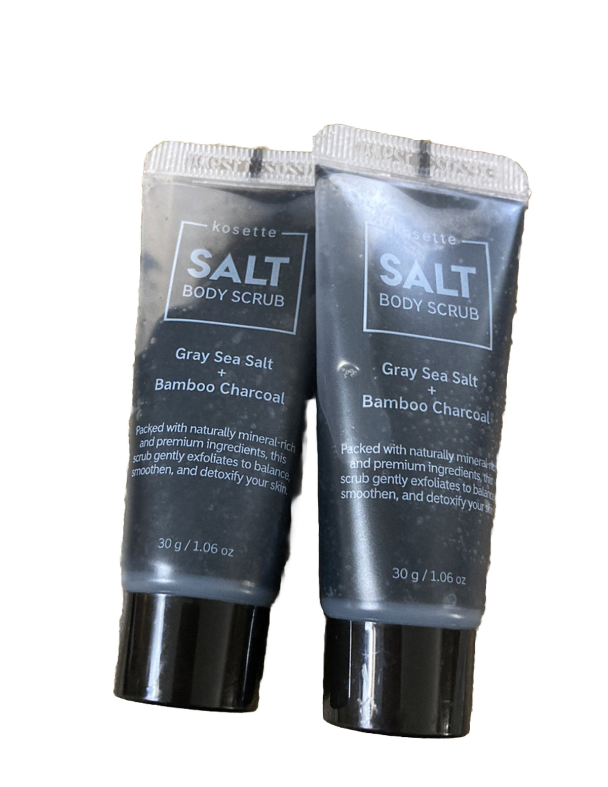 Kosette Salt Body Scrub Grey Sea + Bamboo Charcoal - 2 Travel Sizes