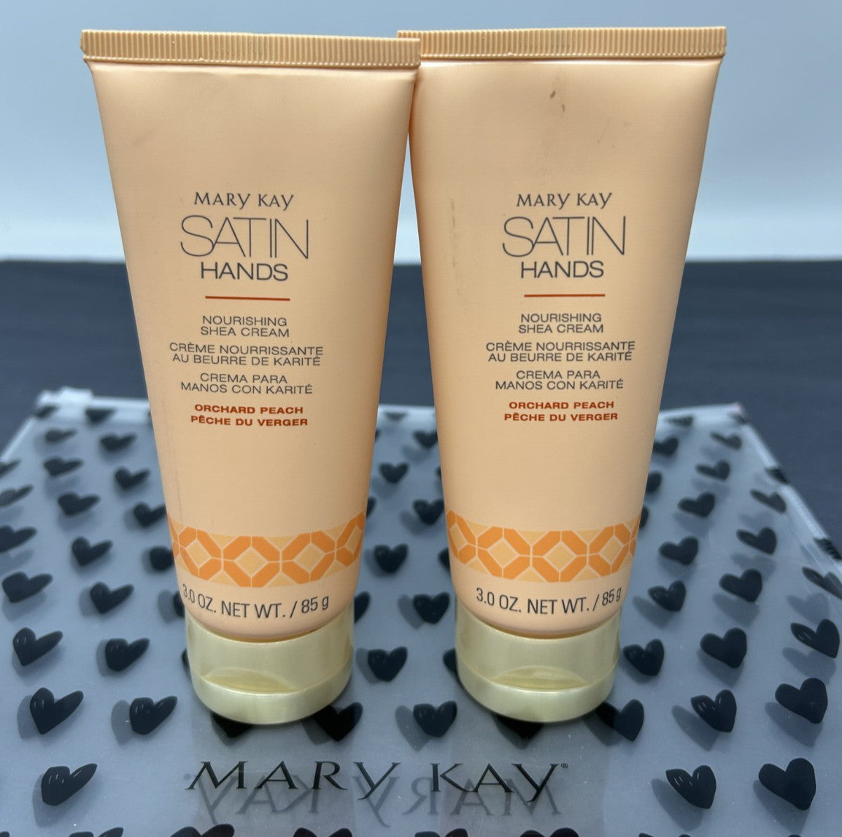Lot of 2 Mary Kay Satin Hands Orchard Peach Hand Cream Full Size 3 oz