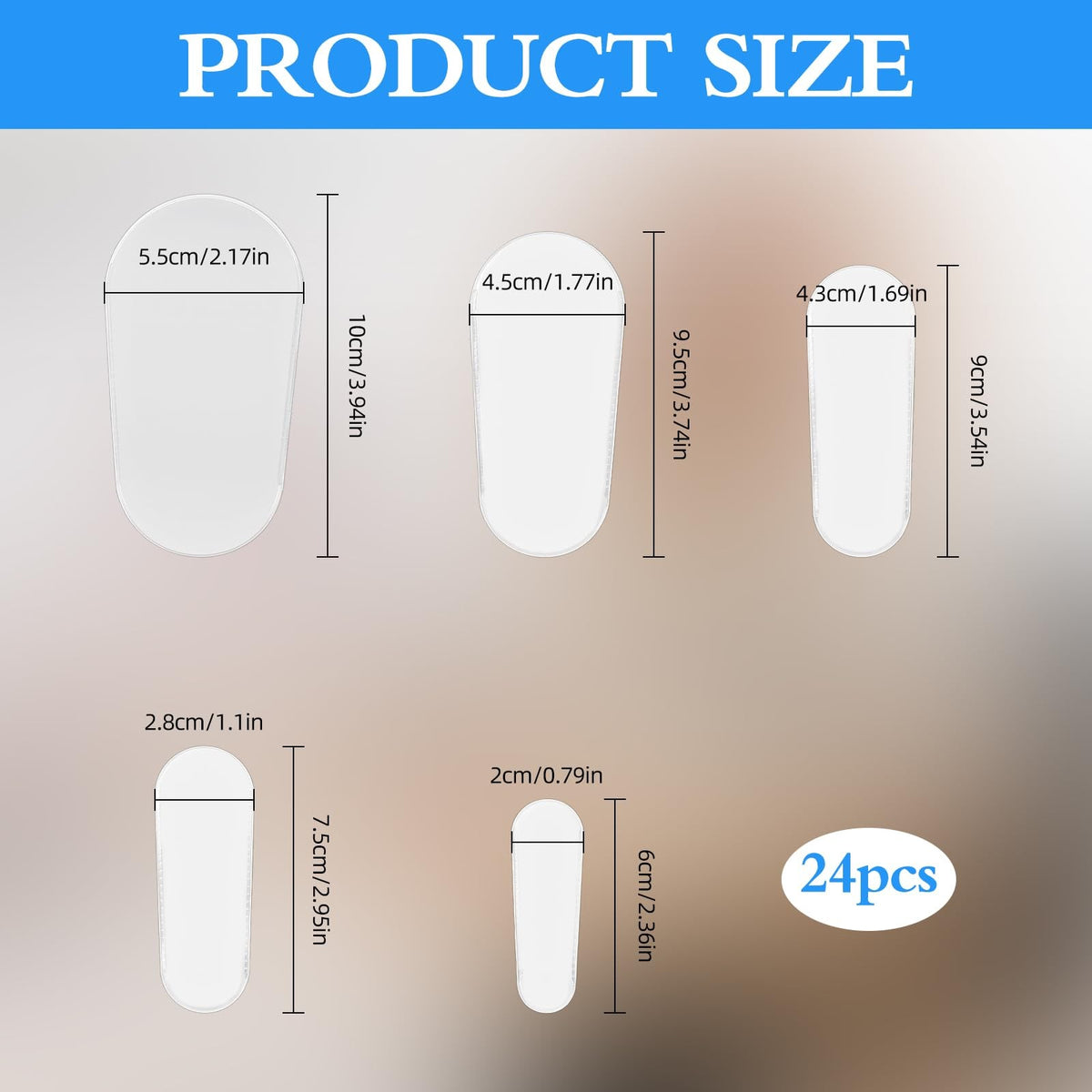 Makeup Brush Protective Covers Set - Clear PVC, 24 Pieces, Multi-Size