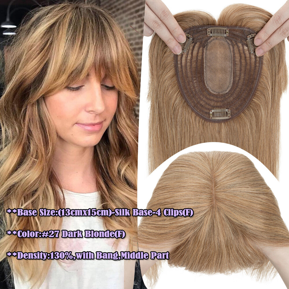 Remy Human Hair Clip-In Topper for Women - Silk Mono Base, Multiple Lengths & Colors