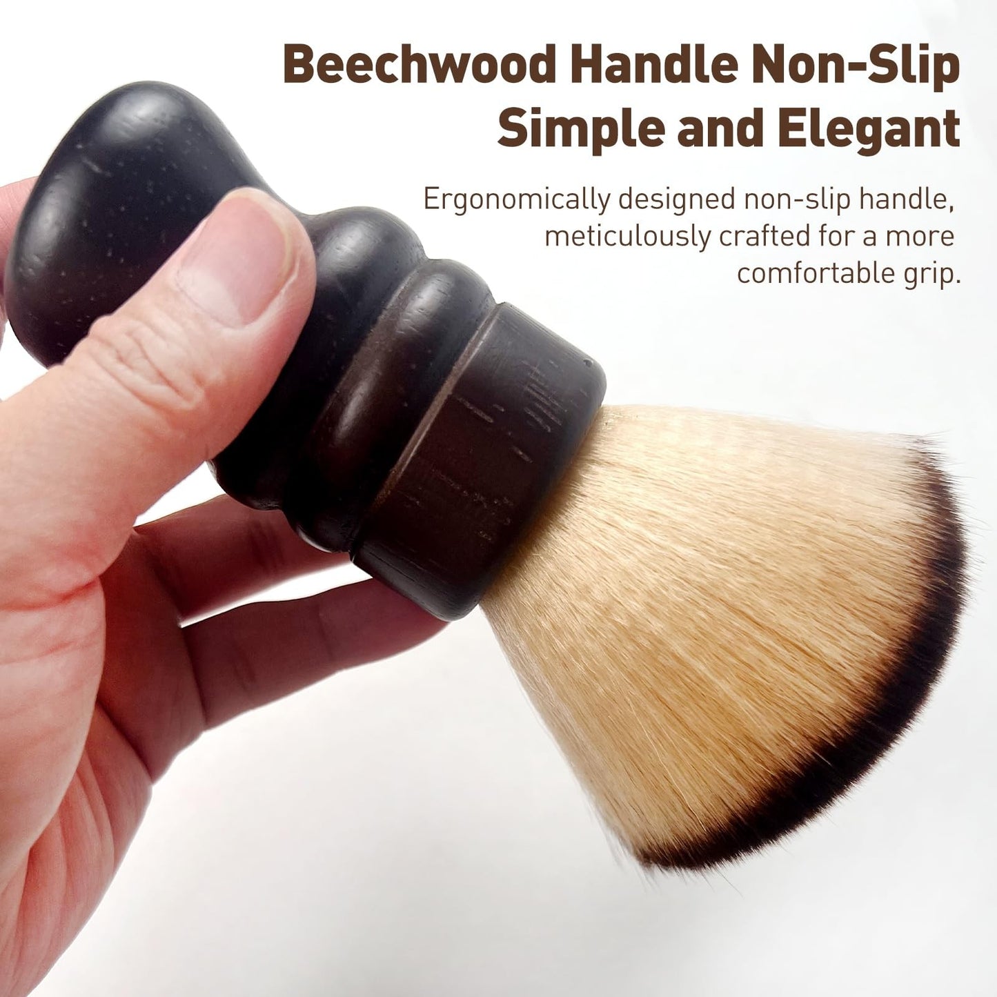 Large Nylon Hair Barber Neck Duster Brush with Wooden Handle