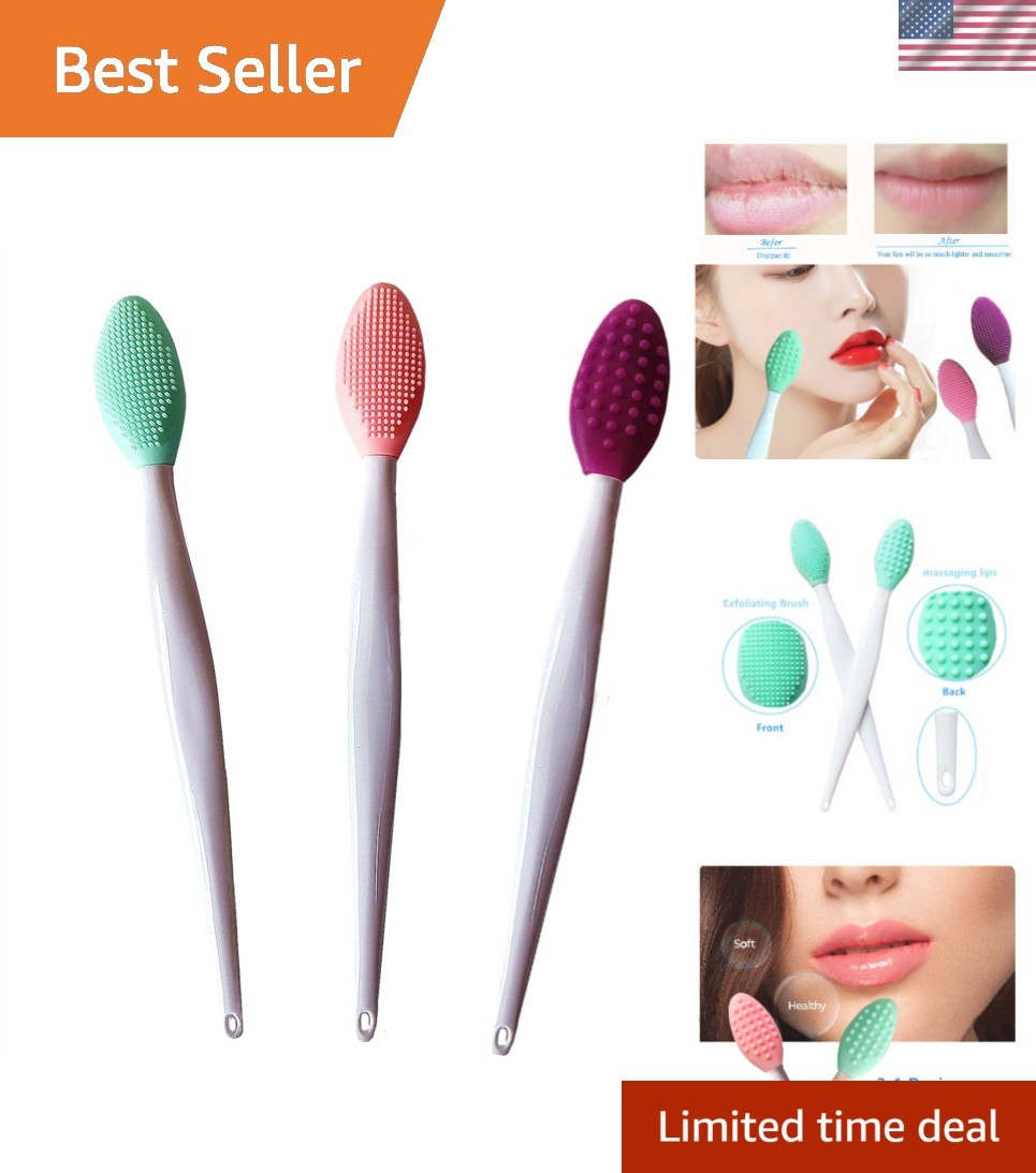 Double-Sided 3-Piece Lip Exfoliator Brushes – Travel-Friendly & Luxury
