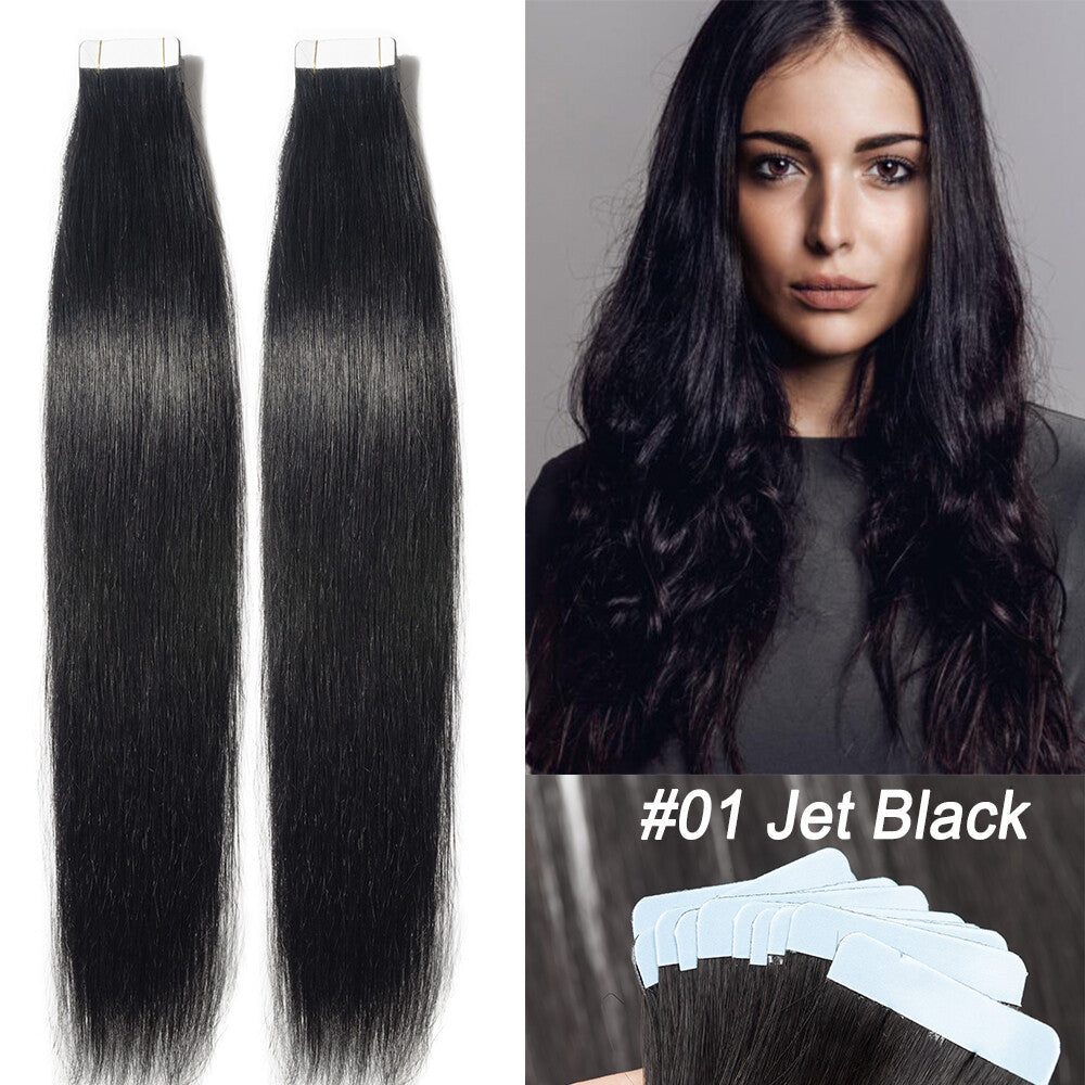 Thick Tape in Remy Human Hair Extensions Invisible Skin Weft Full Head