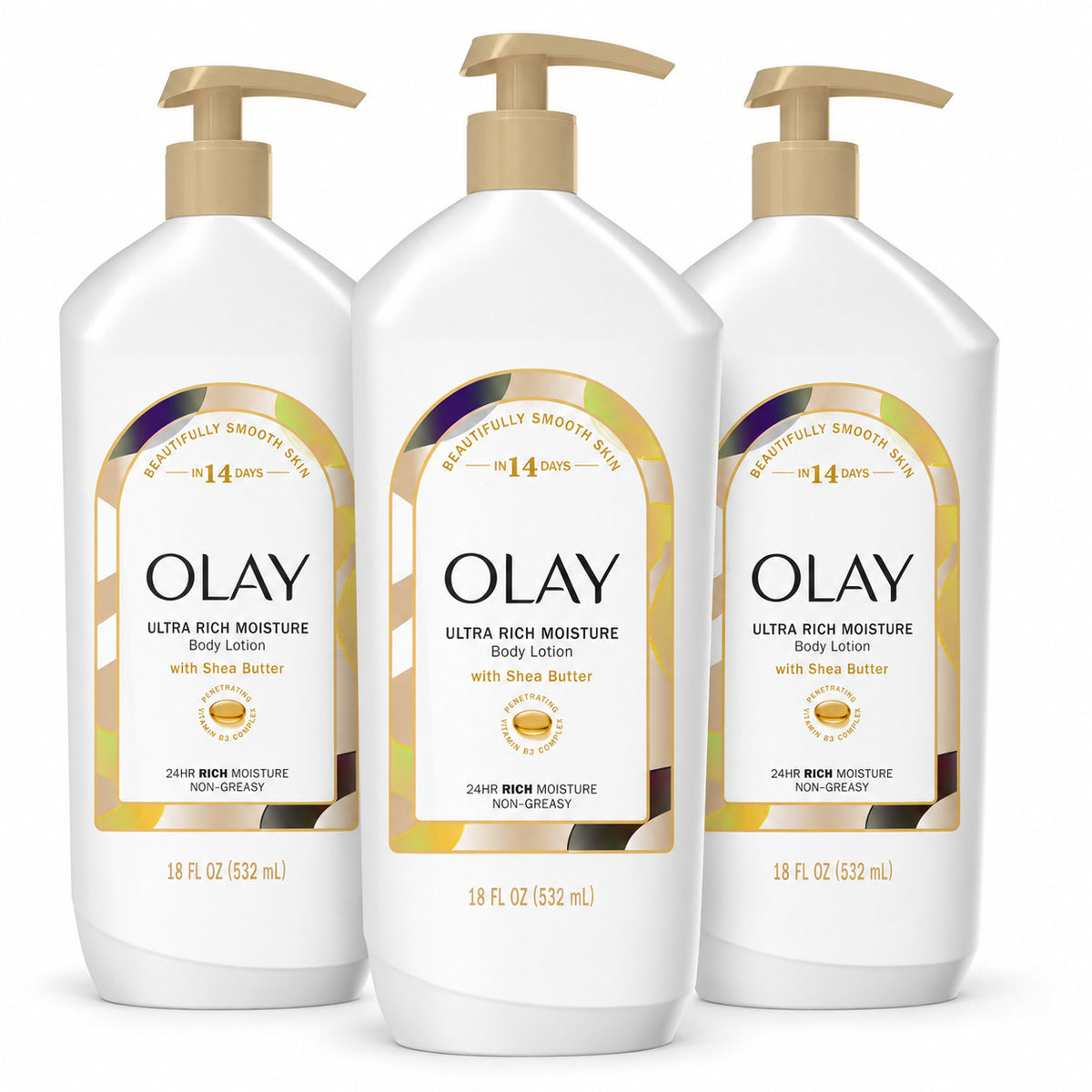 Olay Ultra Rich Moisture Body Lotion with Shea Butter, 18 fl oz, 3 Pack