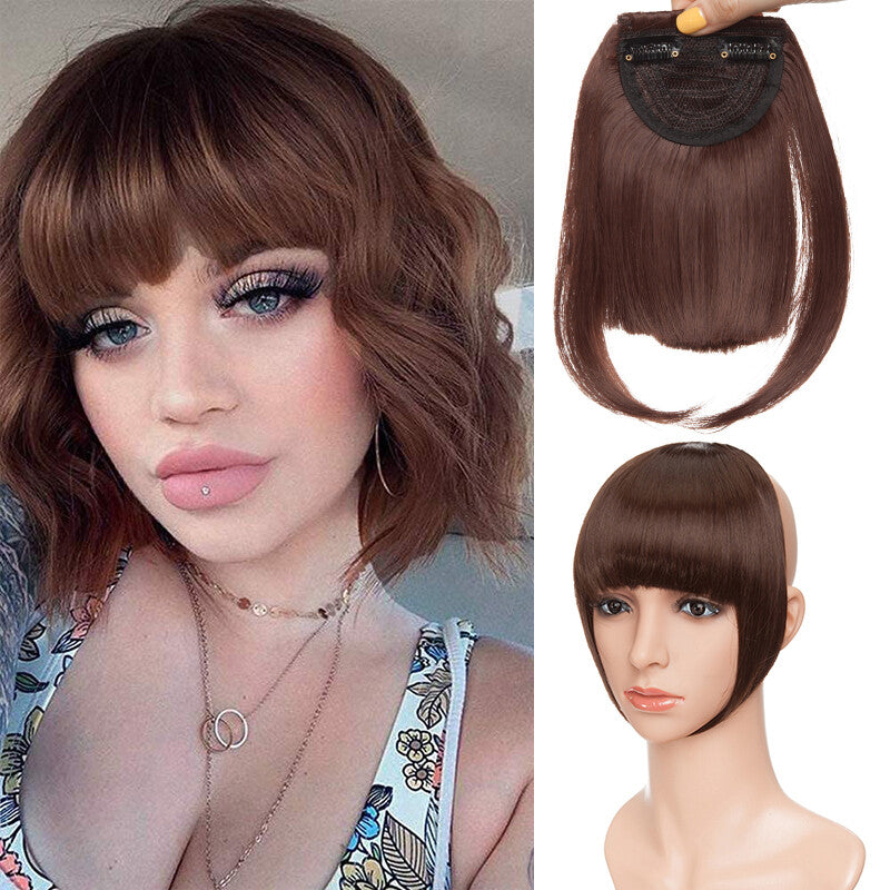 Clip-In Hair Bangs Extensions - Wispy, Natural, 9-inch Styles