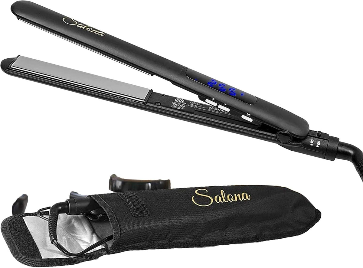 Titanium Hair Straightener 1-Inch Flat Iron with Ionic Technology - Travel Bag