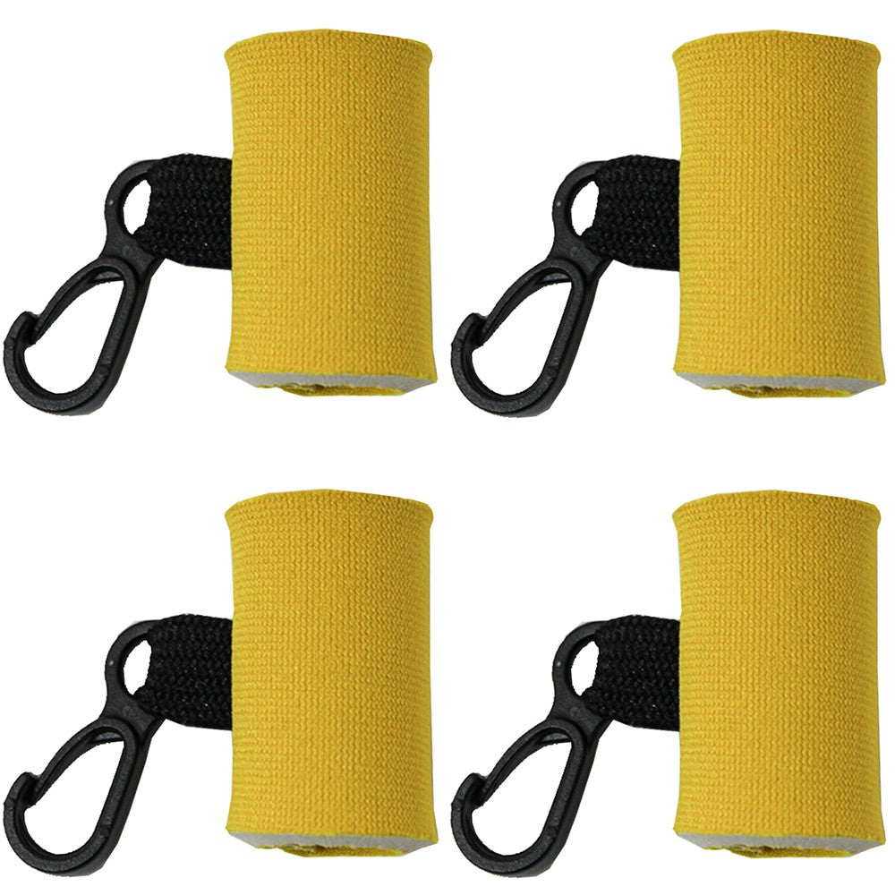 Clip-On Lip Balm Holder with Keychain - 4 Yellow Neoprene Sleeve Cases