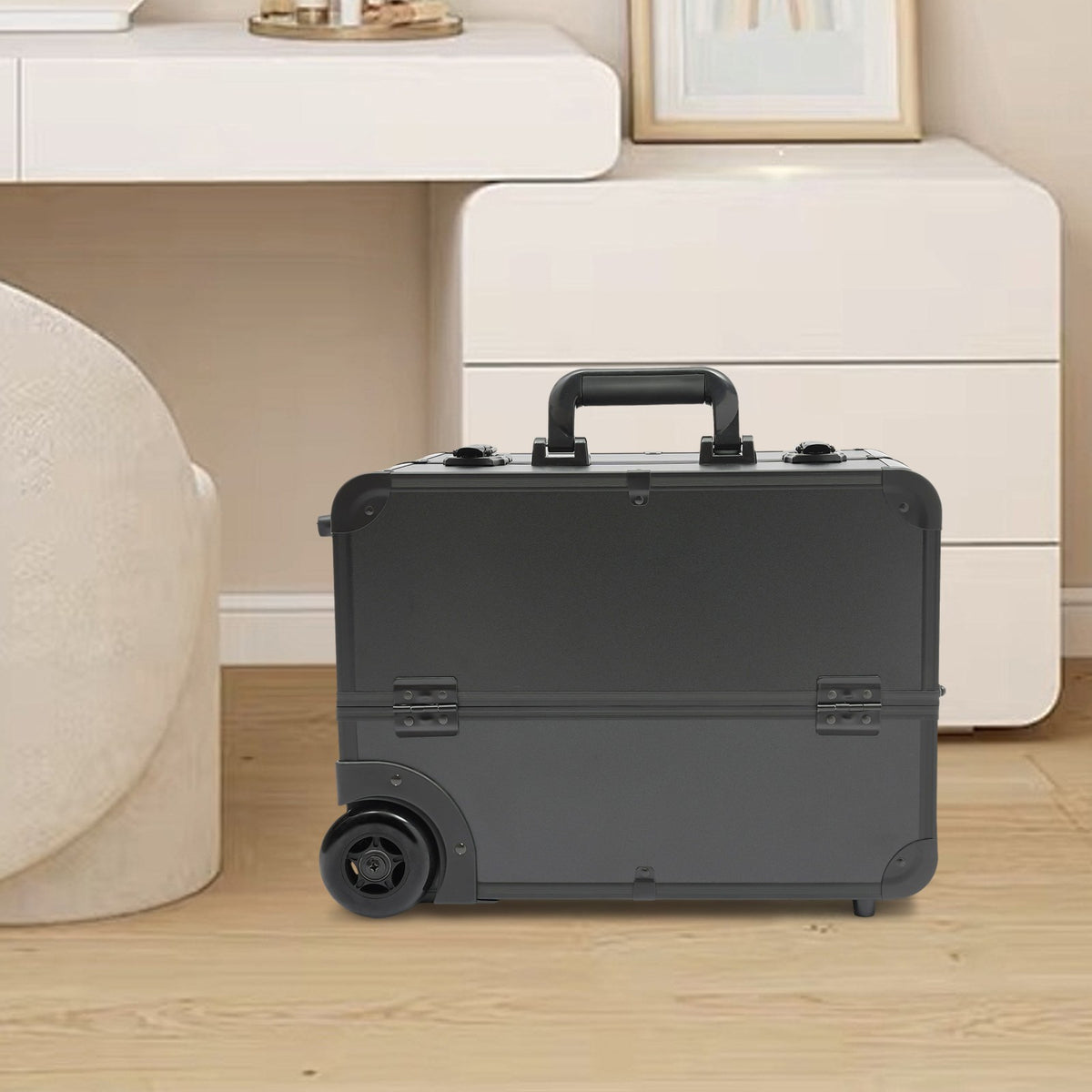 Lockable Rolling Makeup Case with 6 Trays - Multi-Layer Cosmetic Storage