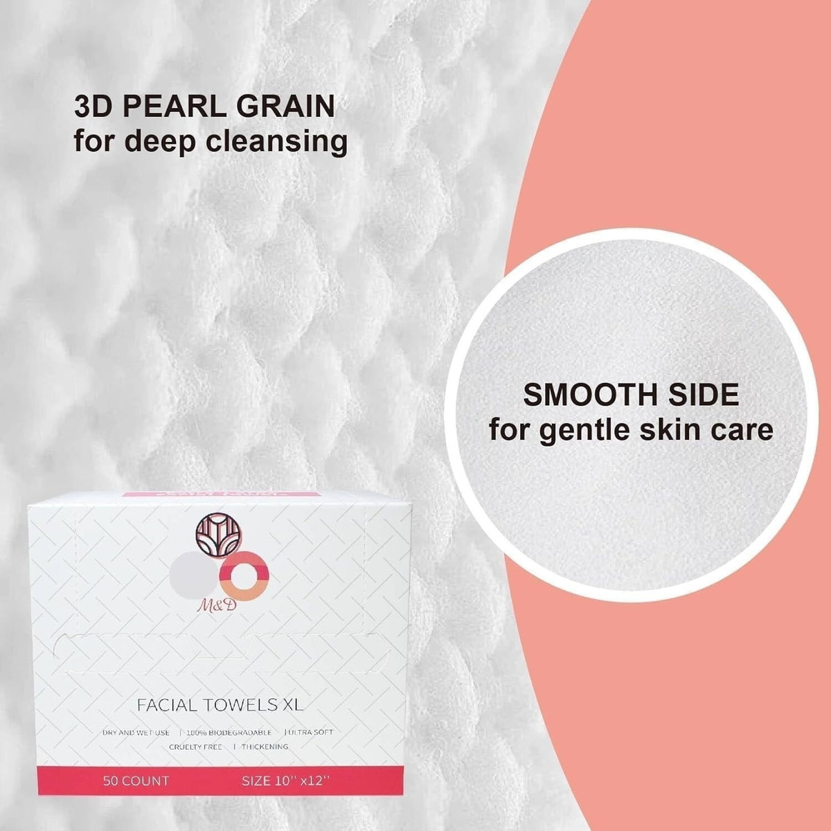 Disposable Face Cleaning Towels - Eco-Friendly Biobased, Ultra Soft, Extra-Large 10x12 Inch, 50 Pack
