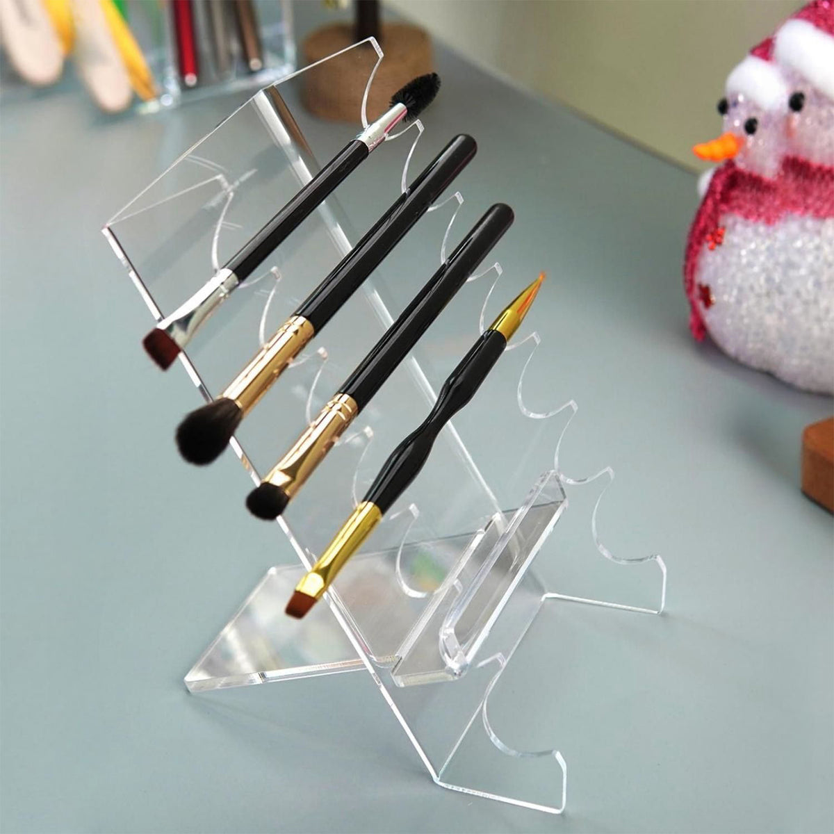 Acrylic Makeup Brush Holder Drying Rack Organizer Clear Stand