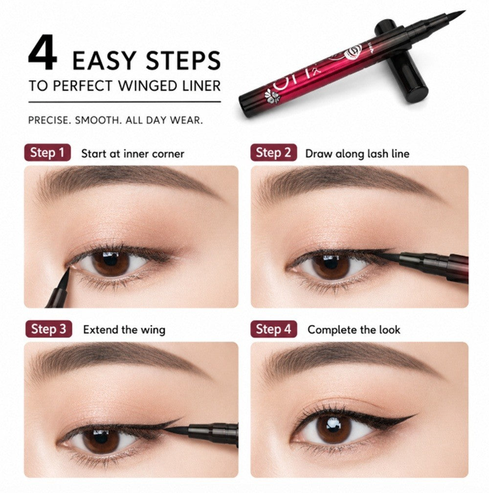 Waterproof Liquid Eyeliner Pen Black – 36H Smudgeproof Fine Tip