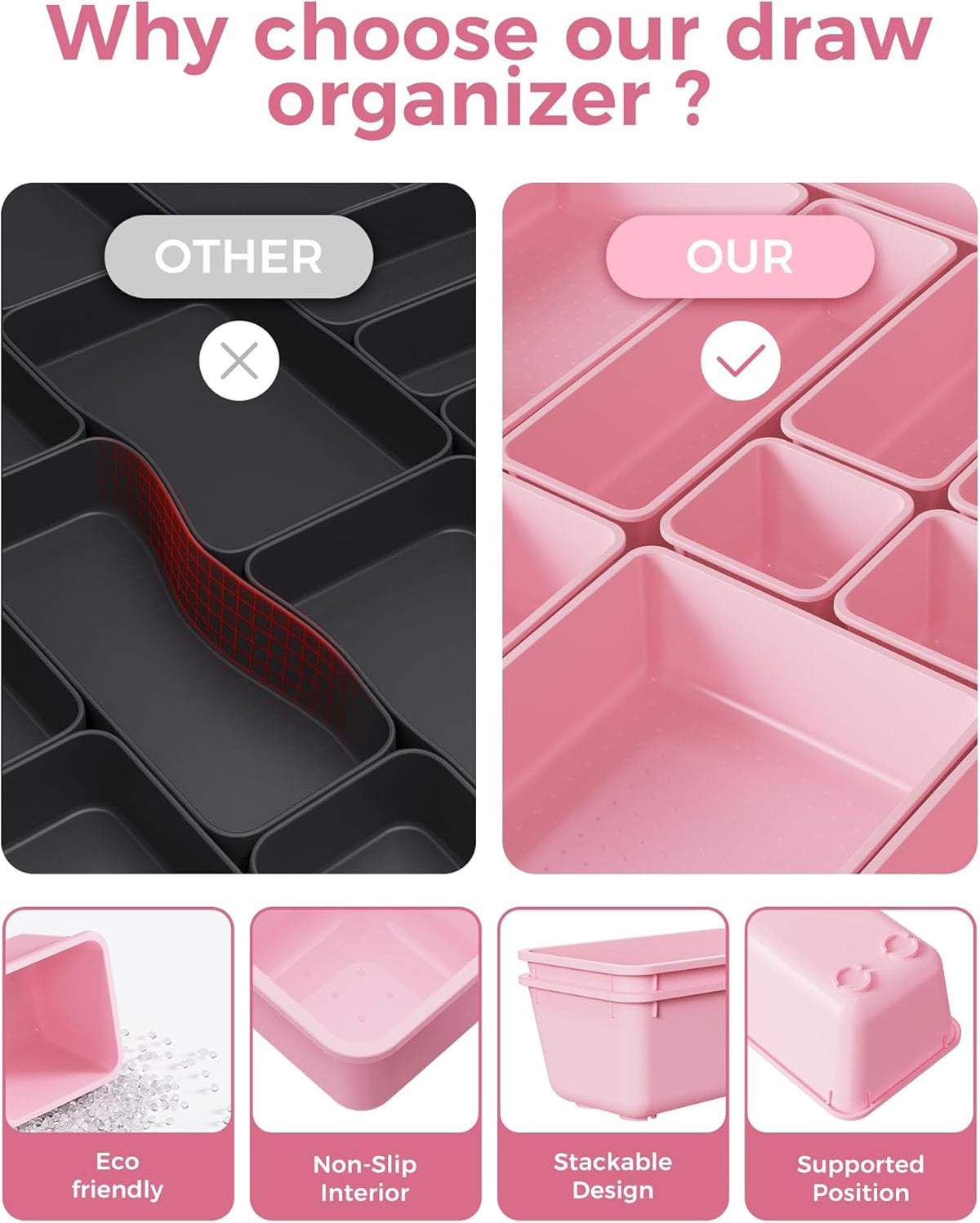 25 PCS Plastic Drawer Organizer Set for Vanity and Desk Storage