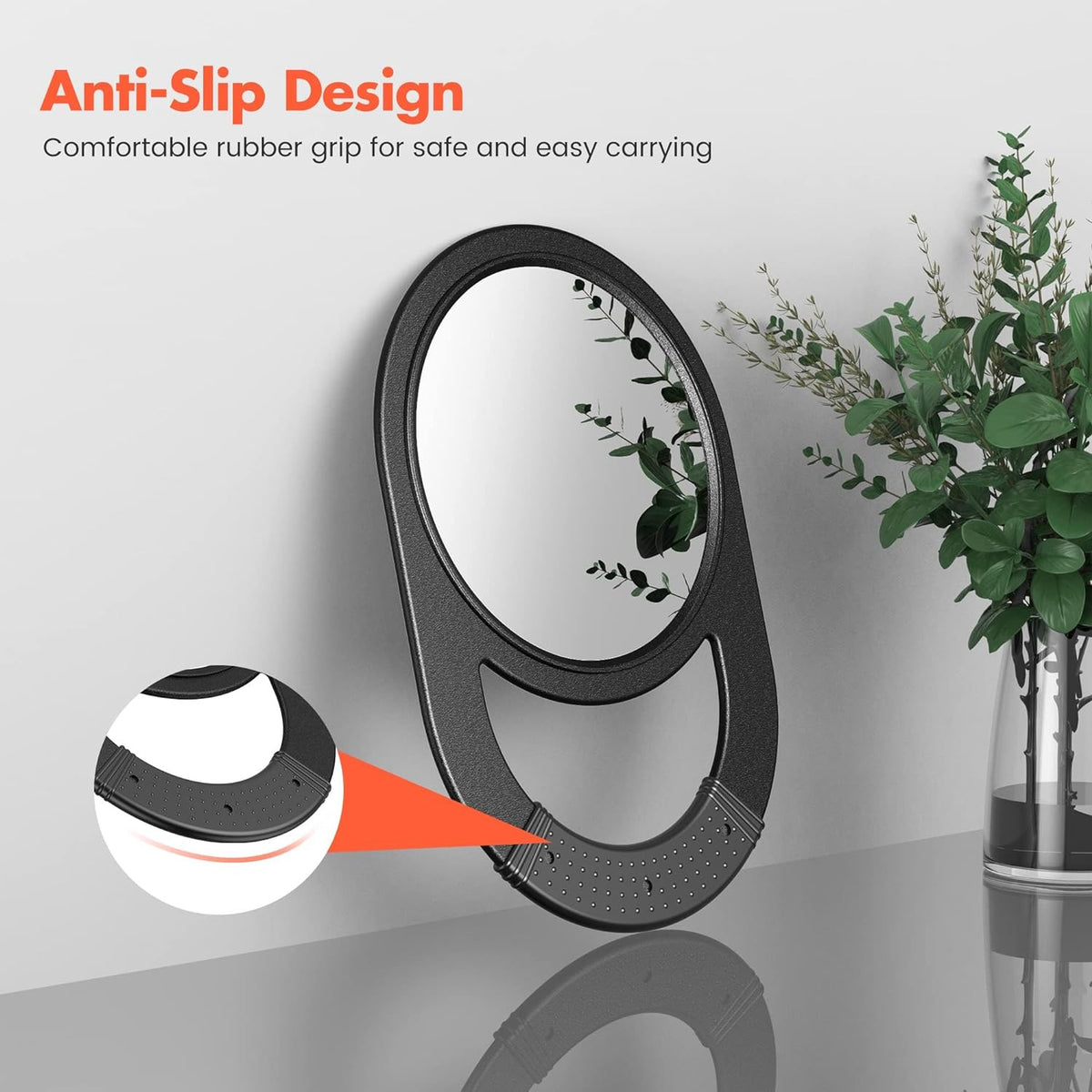 Unbreakable Hand Mirror with Handle for Salon & Barber Use - Durable, Anti-slip Grip