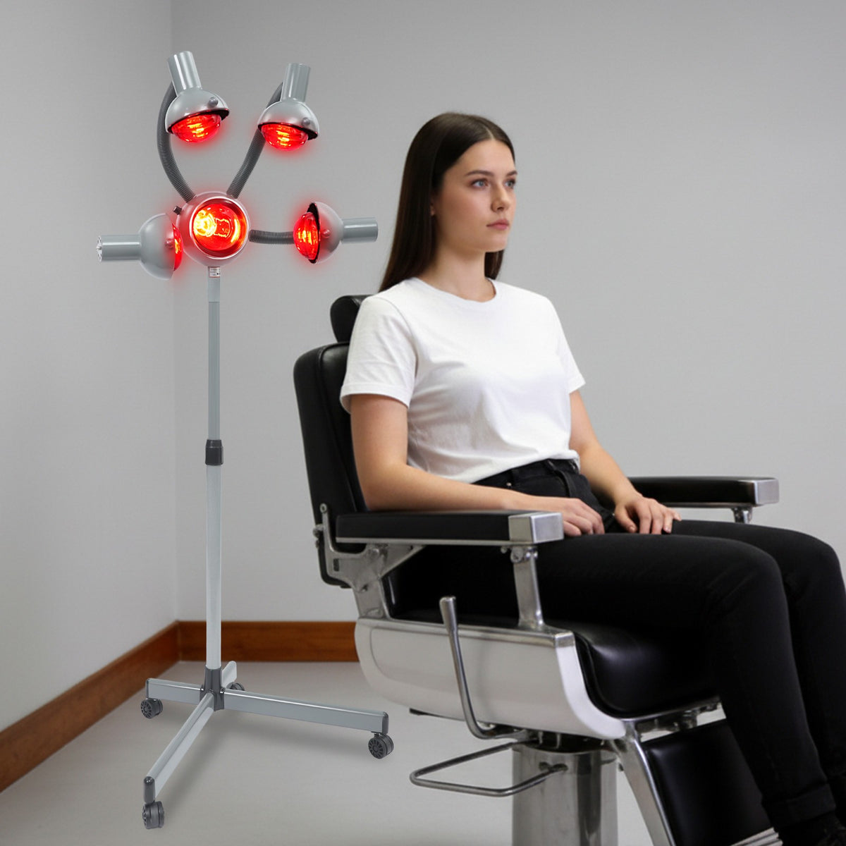Portable 5-Head Floor Hair Dryer Stand Salon Styling 110V