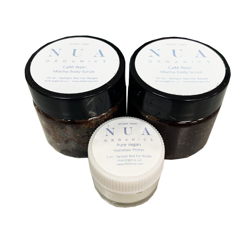 NUA Organics Primer and Body Scrub Set - Vegan Hydration & Exfoliation