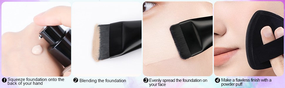 Flat Foundation Brush for Makeup & Facial Masks - 2 Pcs