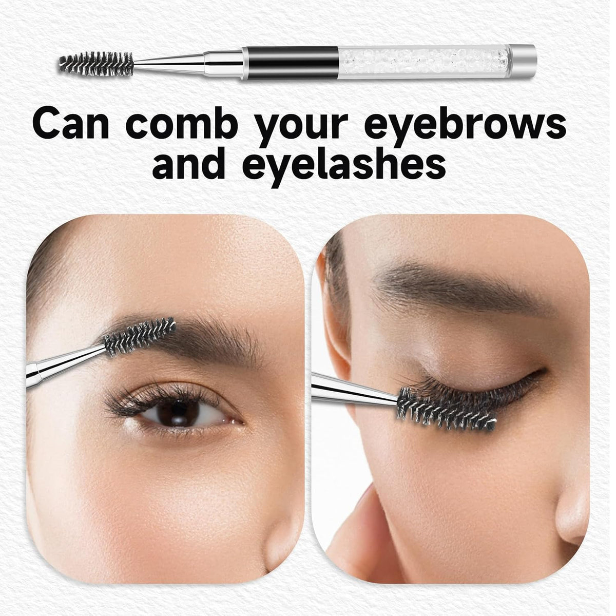 4PCS Reusable Eyelash & Eyebrow Spoolie Brushes with Cap for Makeup & Lash Extensions