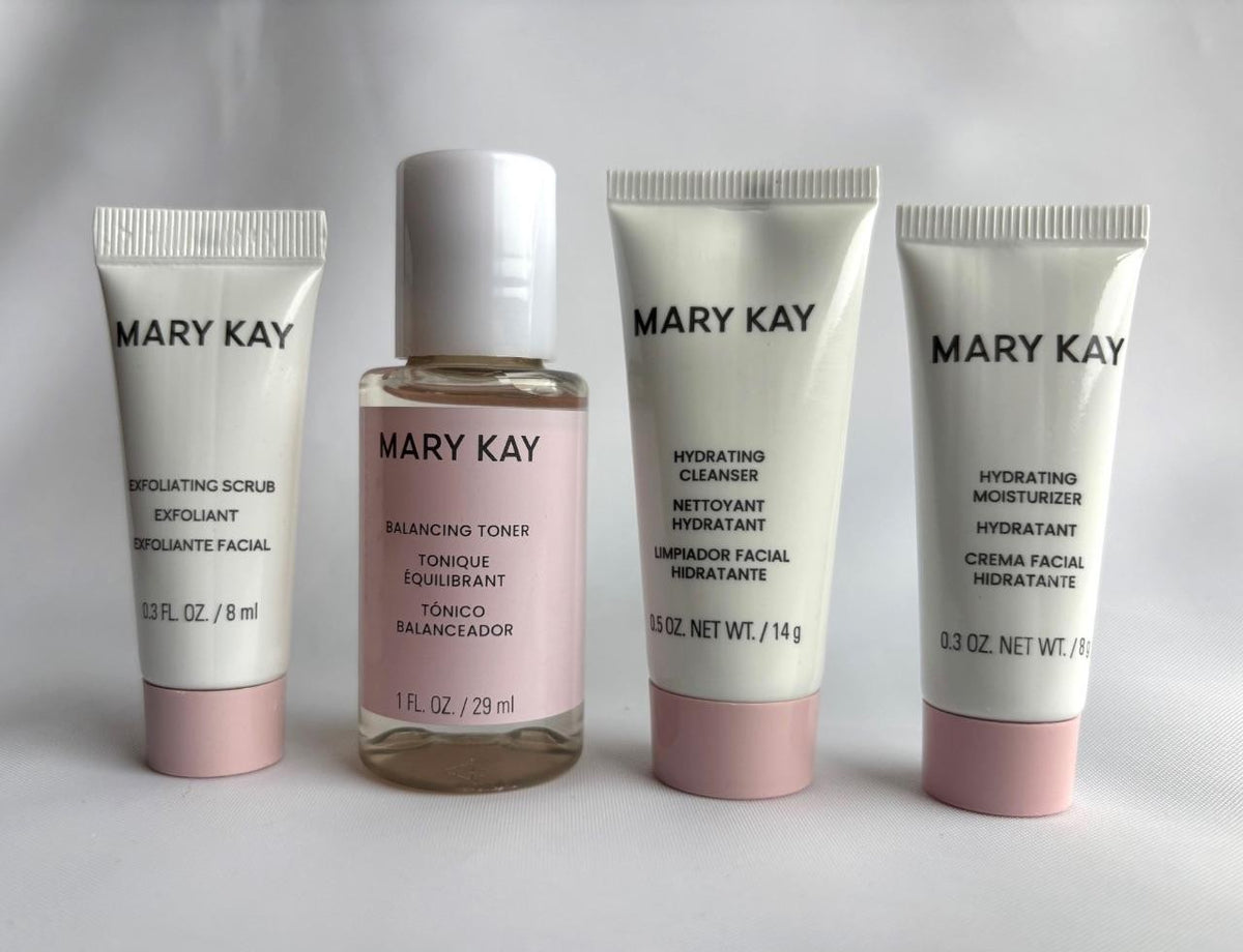 Travel Skin Care Set - Hydrating Cleanser, Exfoliating Scrub, Moisturizer & Toner - 4 Piece