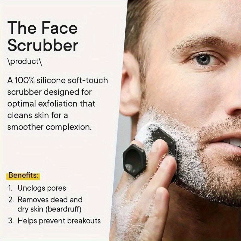 2x Face Scrubber Silicone For Men Facial Cleansing Black Exfoliate