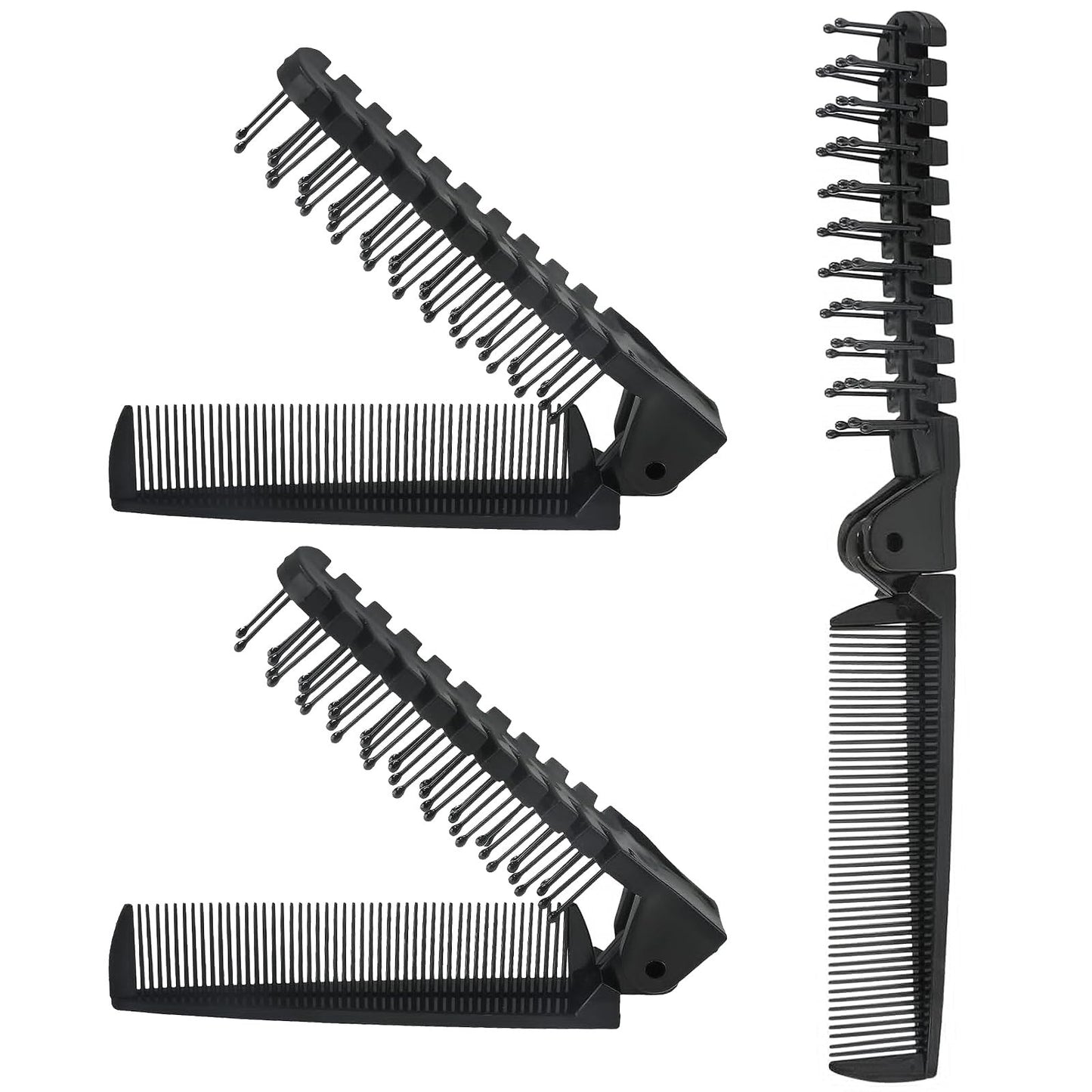Travel Foldable Hair Brush Comb Set - Anti-Static Compact Hairbrush, 3-Pack