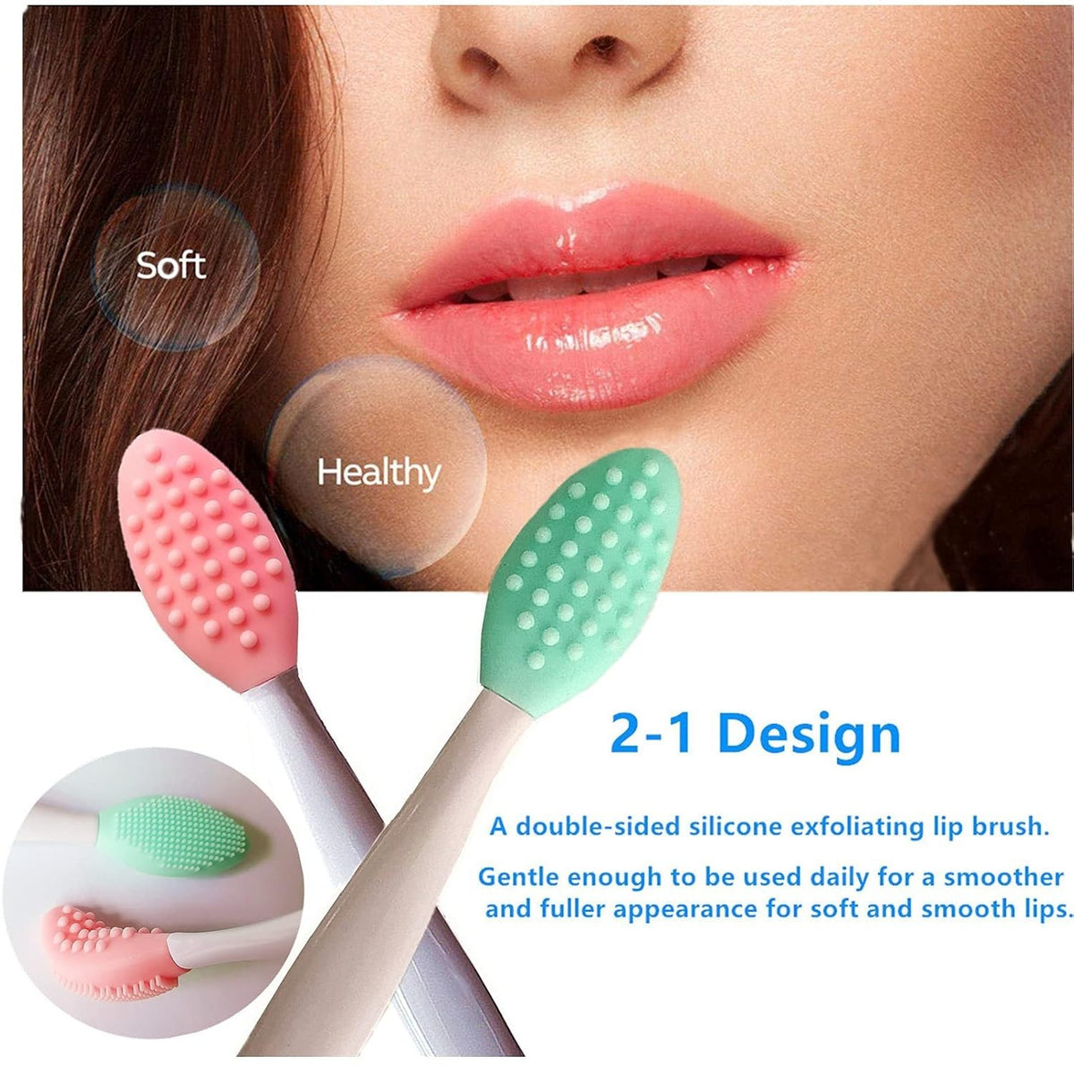 Double-Sided 3-Piece Lip Exfoliator Brushes – Travel-Friendly & Luxury