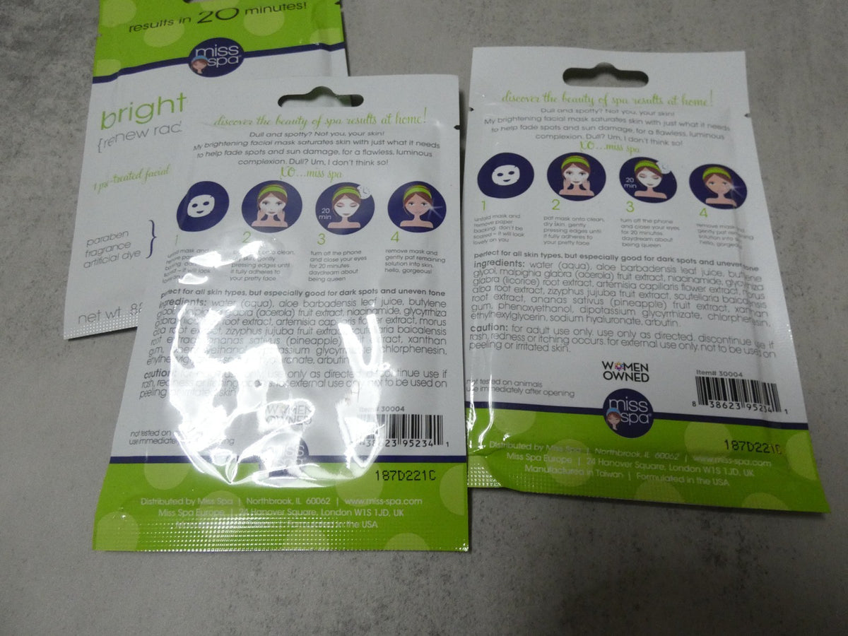 Brighten Renew Face Sheet Masks Set of 4 - 0.88 oz Each