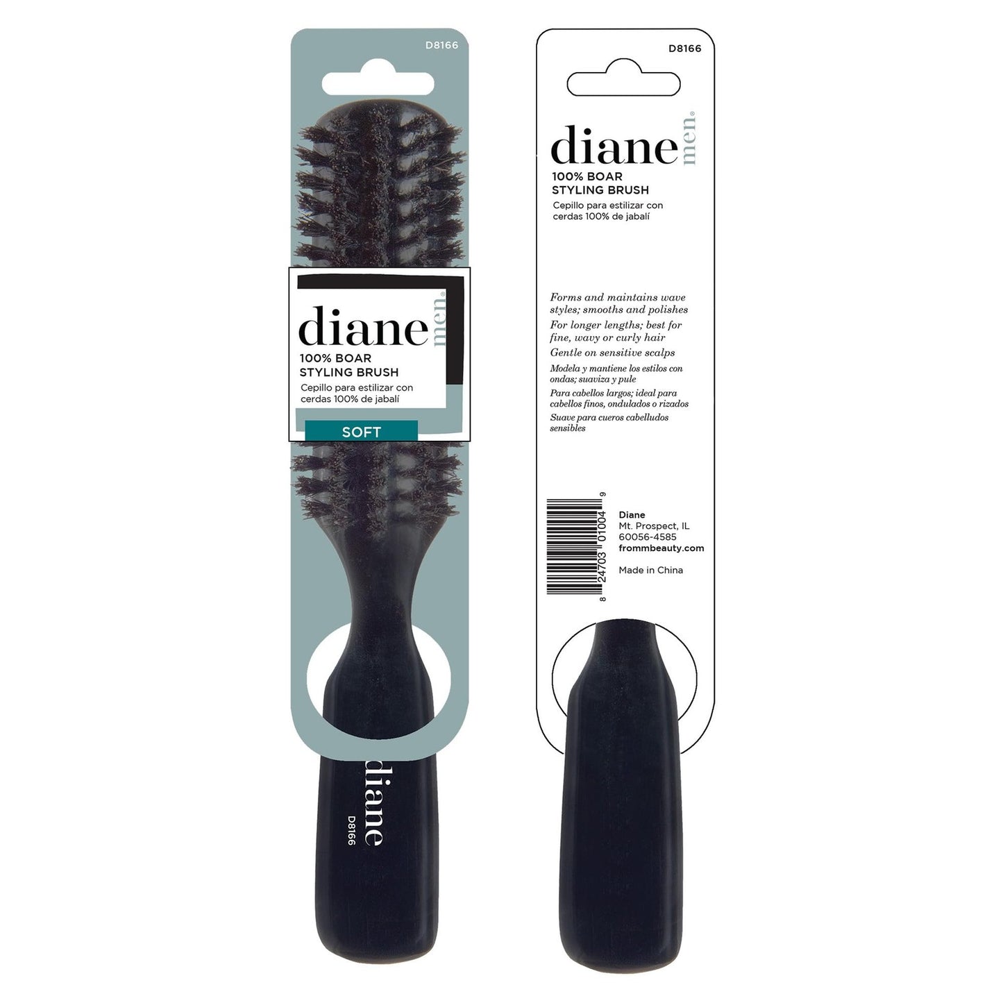 Boar Bristle Hair Styling Brush for Fine to Medium Hair - Natural Wooden Handle