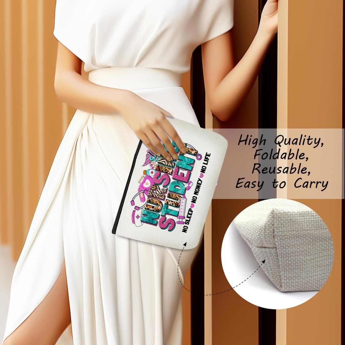 Nurse Makeup Bag - Inspirational Cosmetic Organizer for Women & Students