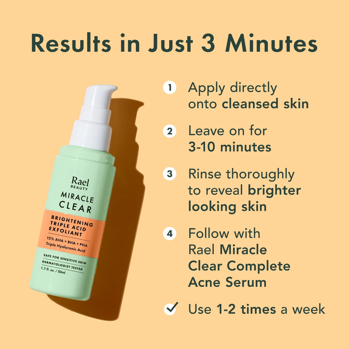 Rael Beauty Miracle Clear Brightening Triple Acid Exfoliant 1.7 fl oz