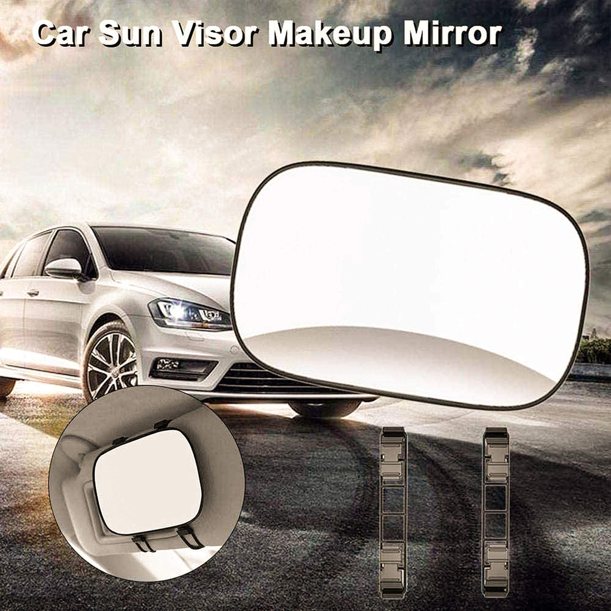 Car Sun Visor Makeup Mirror - 6.7 Inch Compact Vanity Mirror with Clip