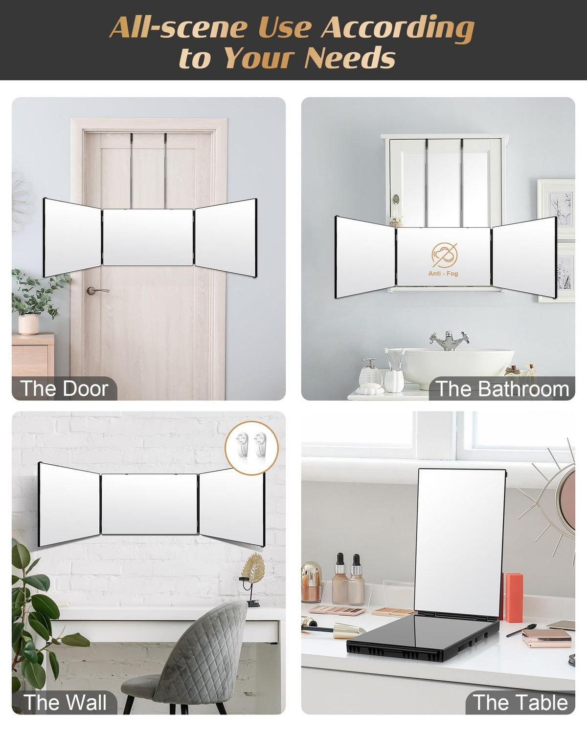 Self-Adhesive 360 Viewing Angle Hair Cutting Mirror with Accessories