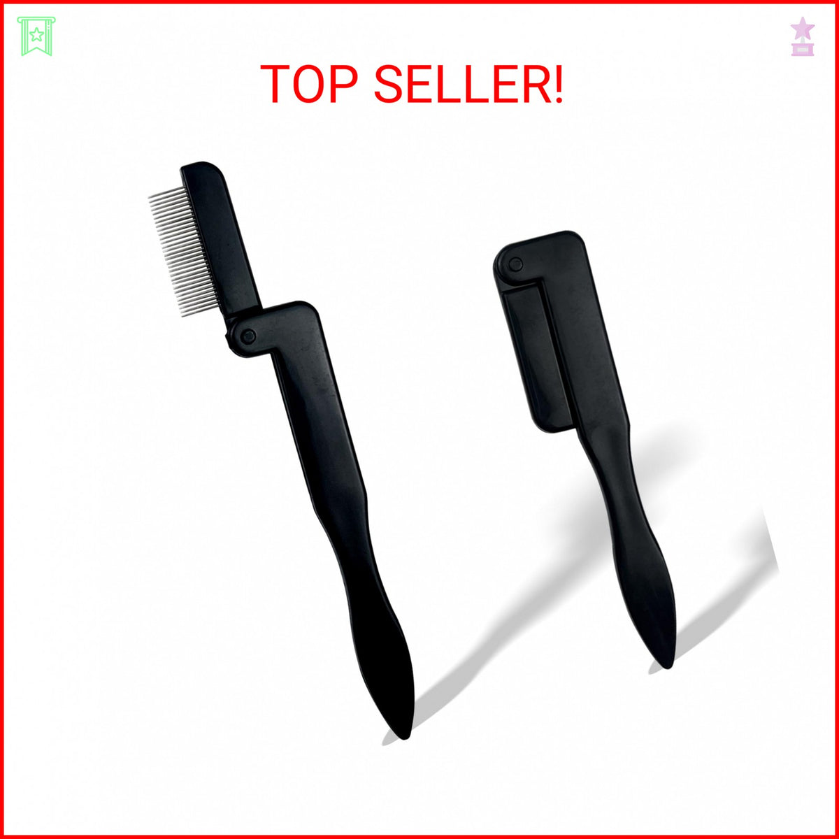 Portable Folding Eyelash Comb Set of 2 - Compact Eyelash Separator for Makeup