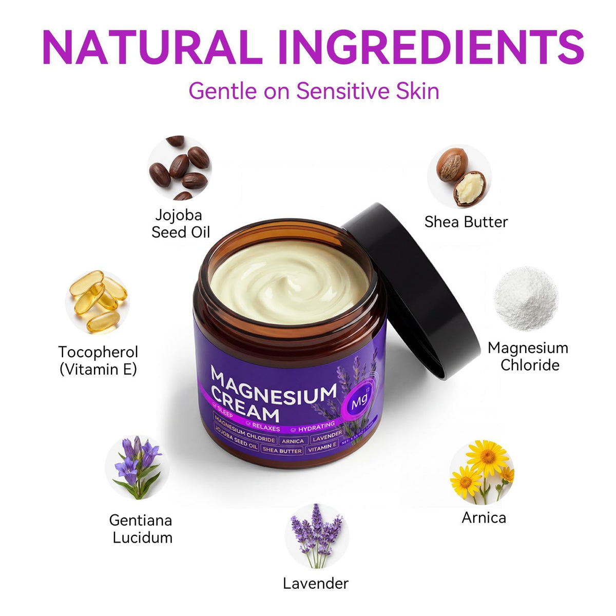 Magnesium Cream for Sleep & Muscle Relief - 3.53 oz