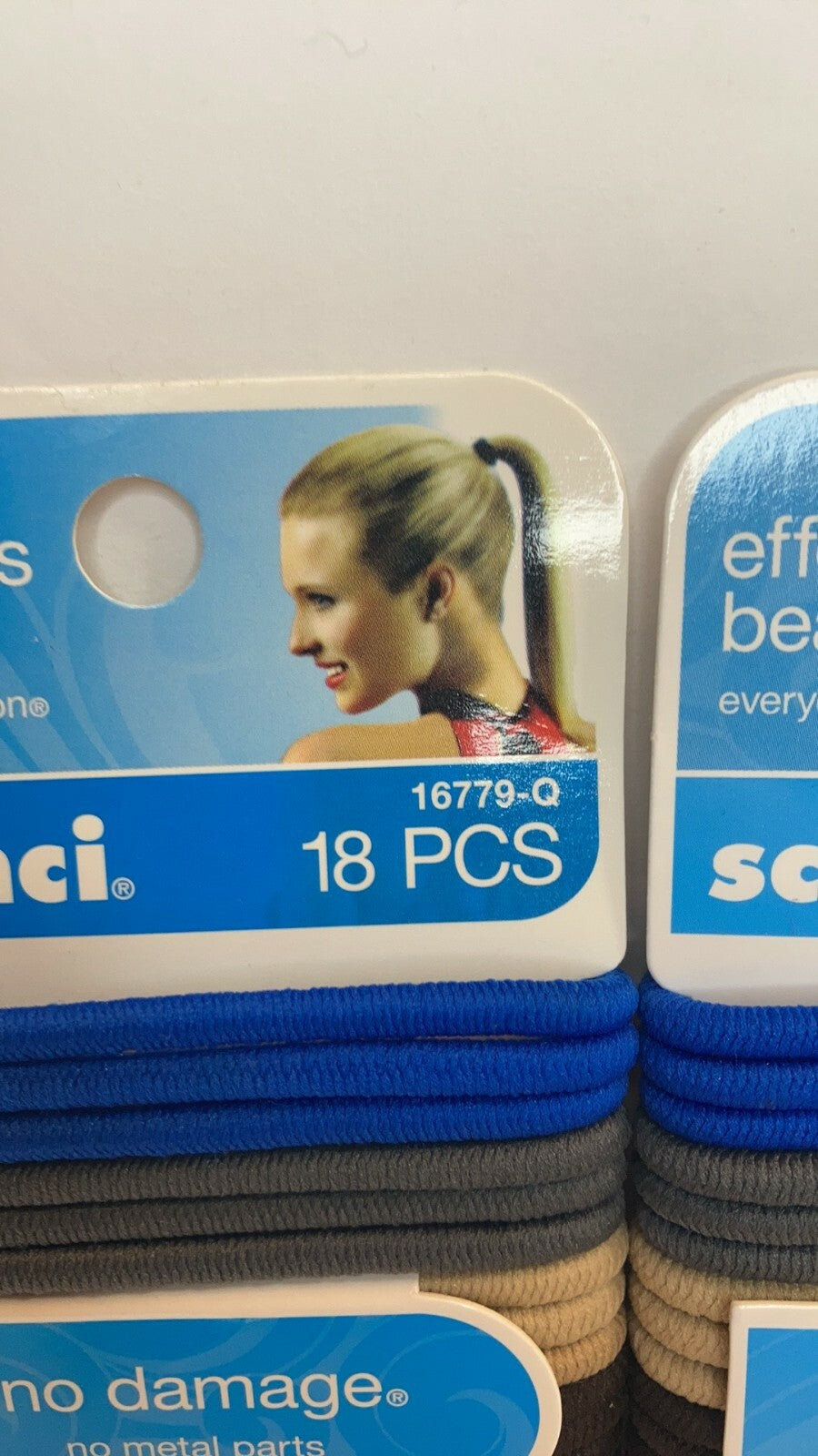 Scunci No Damage Metal Hair Ties Elastics Ponytail Holders Blue Grey