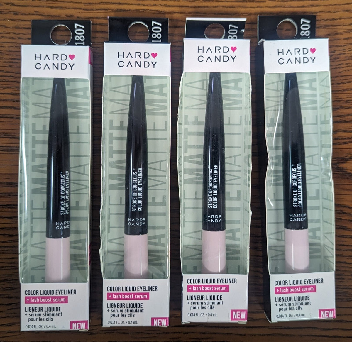 Hard Candy Color Liquid Eyeliner Set, 0.014 fl oz Each – 4 Shades Black to Basic