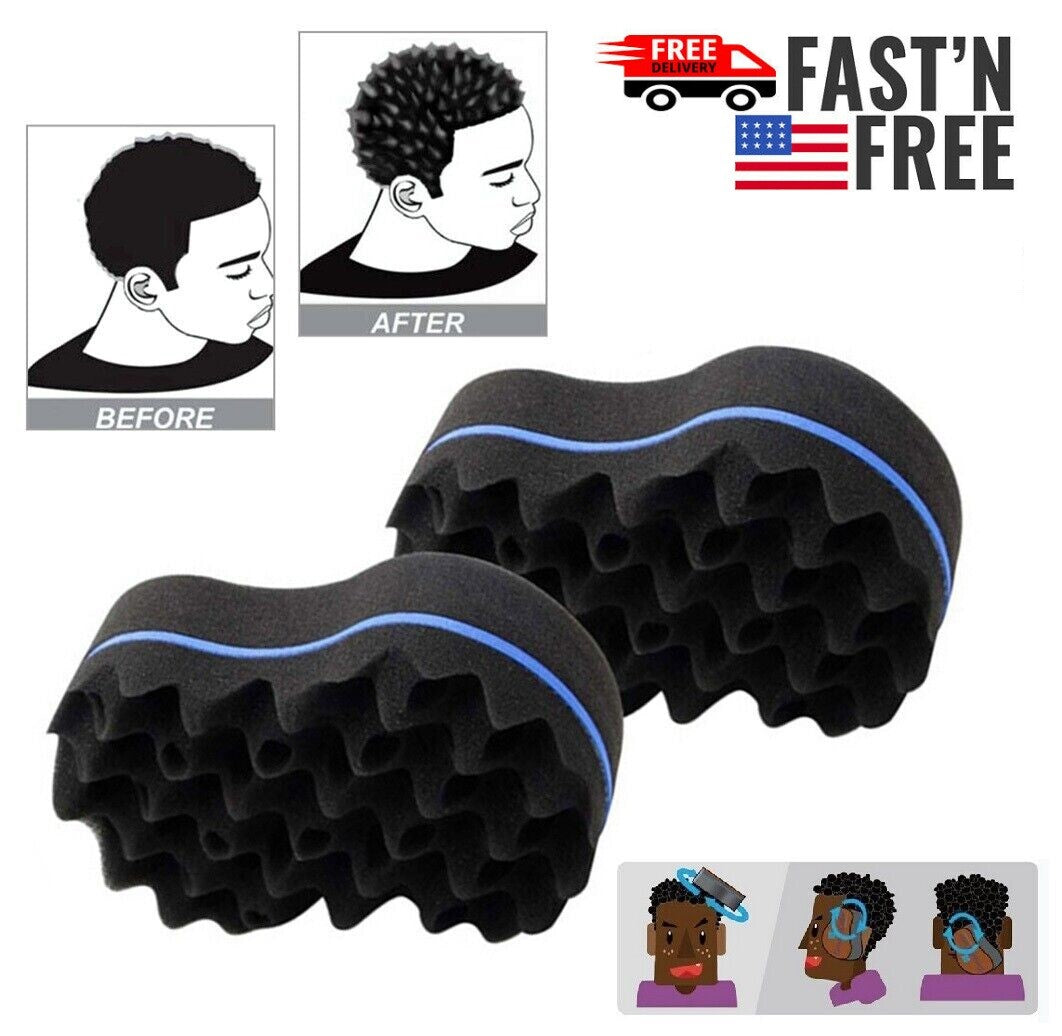 2PCS Hair Sponge Barber Twist Curl Brush Dreads Locking Afro Coil Comb