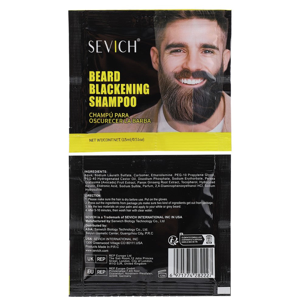 Beard Hair Dye Shampoo - Black, 20 Pack 15ml