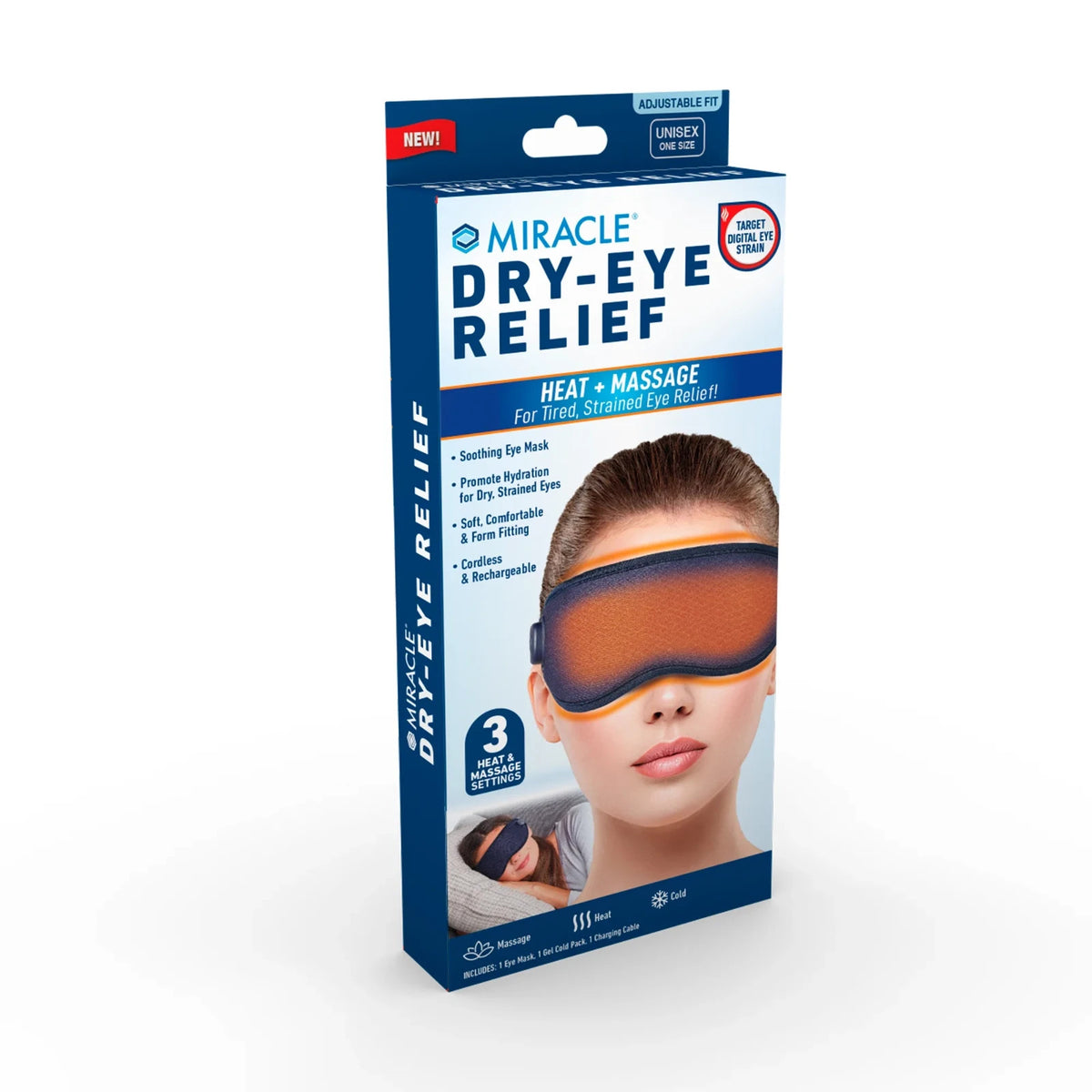 Heated Massage Eye Mask with Cold Gel Pack - Dry Eye Relief & Relaxation