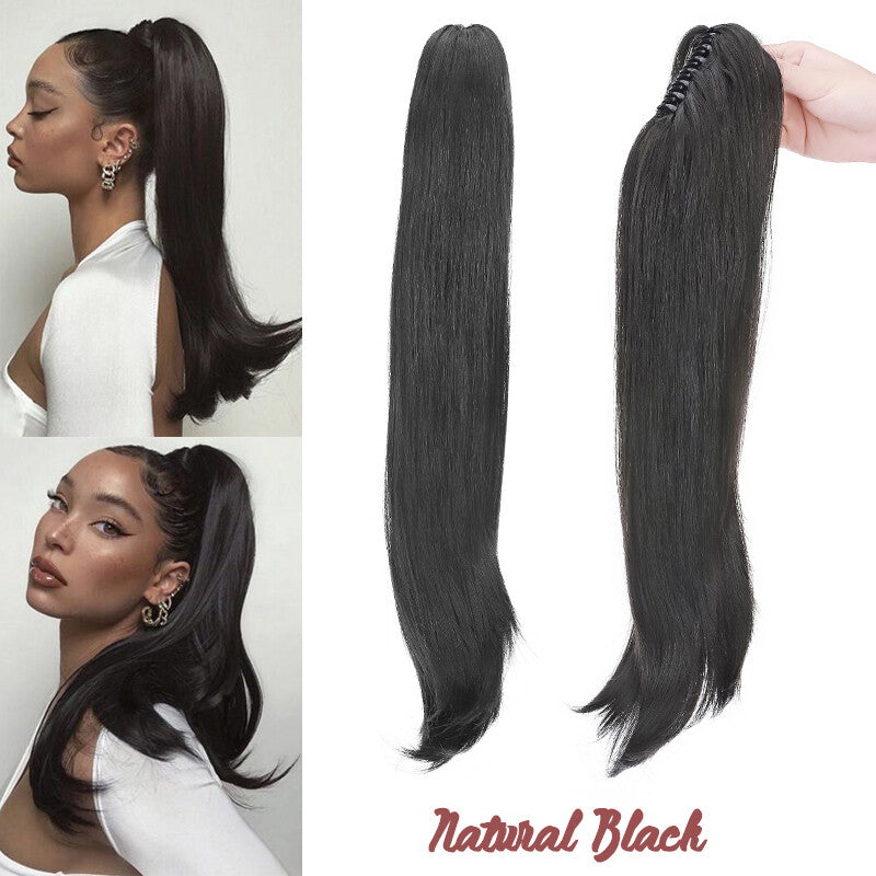 30-Inch Fluffy Ponytail Hair Extension with Claw Clip - Straight & Wave Styles