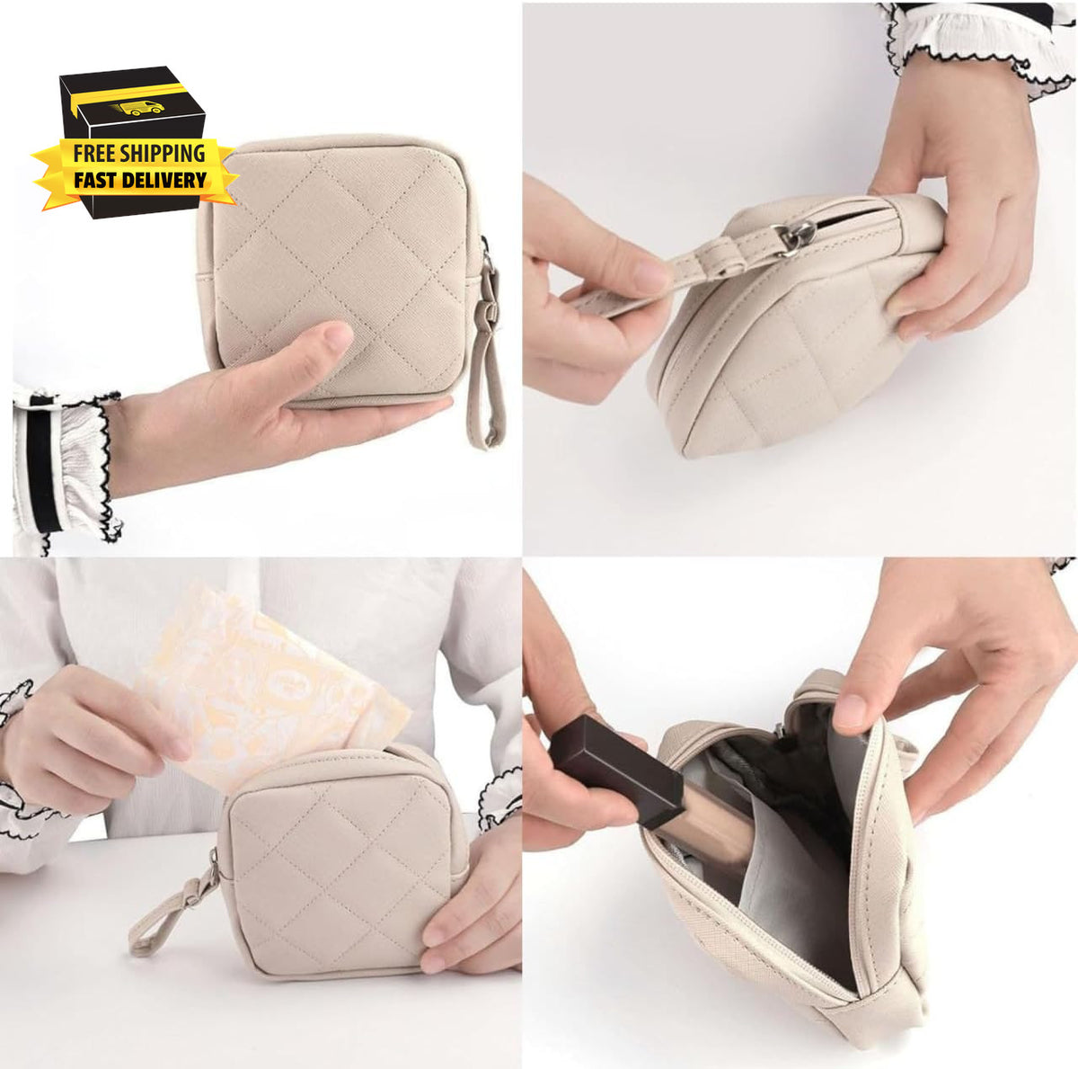 Mini Waterproof Makeup Bag for Women, Portable Cosmetic Pouch, Travel Storage
