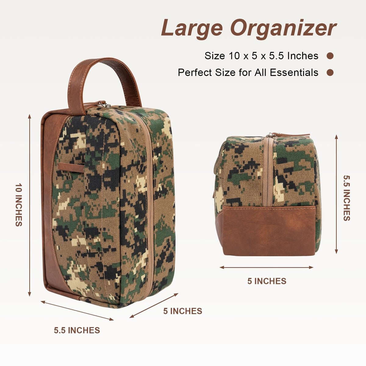 Travel Toiletry Bag for Men Water-Resistant Organizer with Hanging Handle