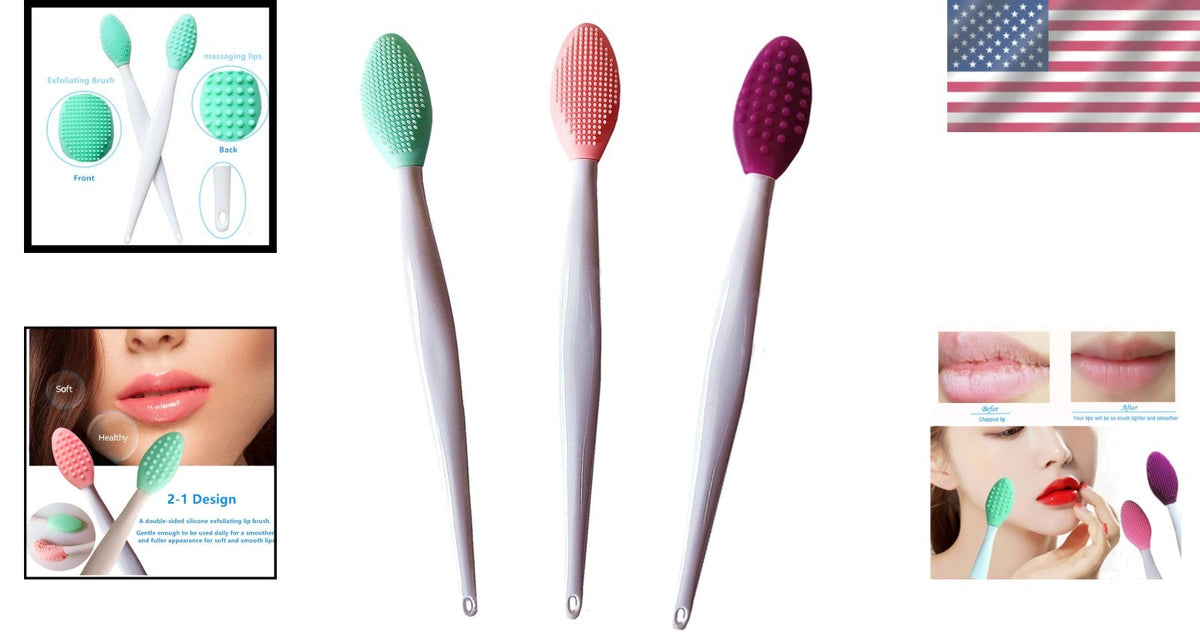 Double-Sided 3-Piece Lip Exfoliator Brushes – Travel-Friendly & Luxury