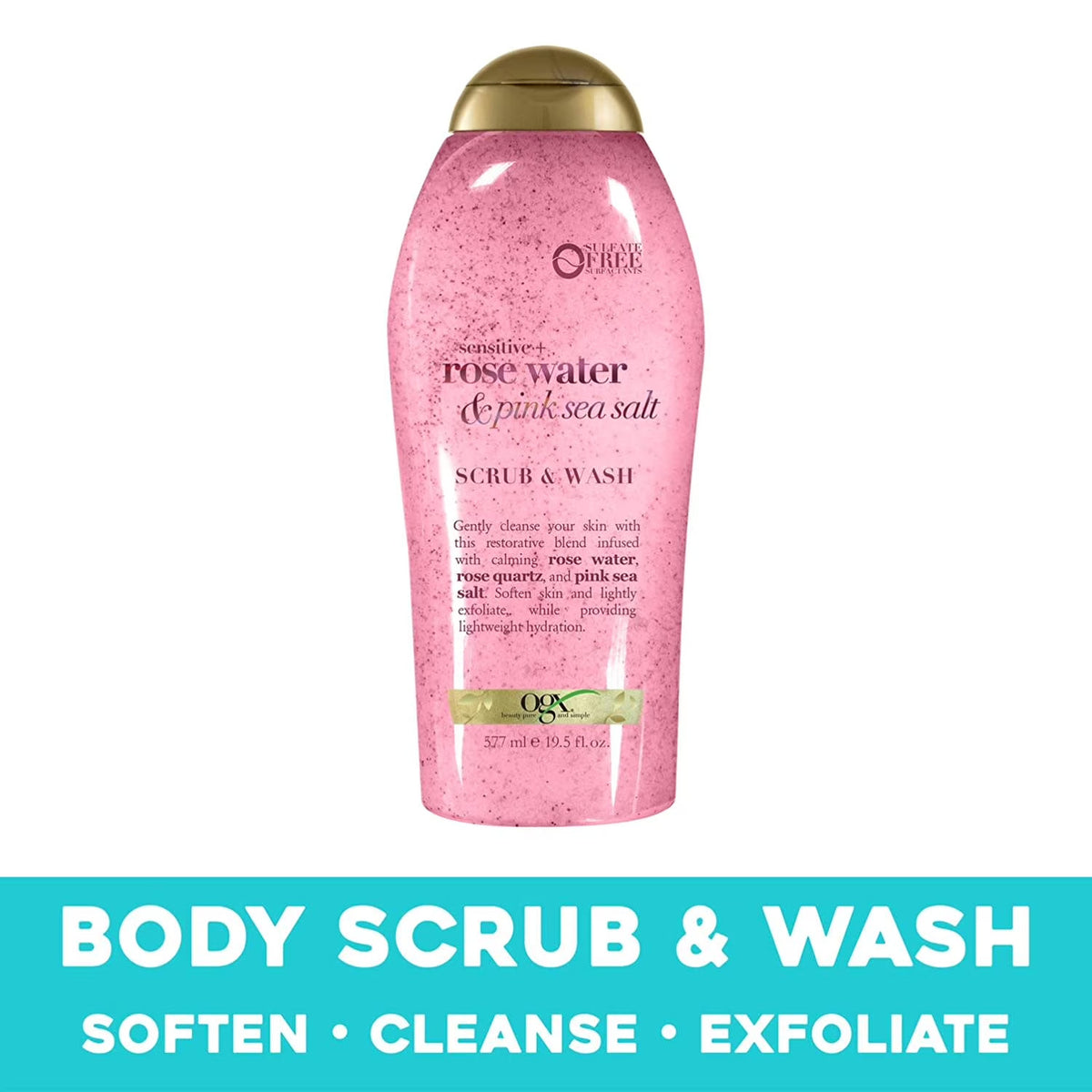 Sensitive Rose Water & Pink Sea Salt Body Scrub - 19.5 fl oz - Gentle Exfoliation & Hydration
