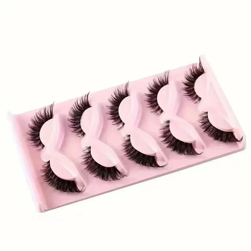 False Eyelashes Natural Wispy Faux Mink 5 Pairs for Elegant Eye Makeup