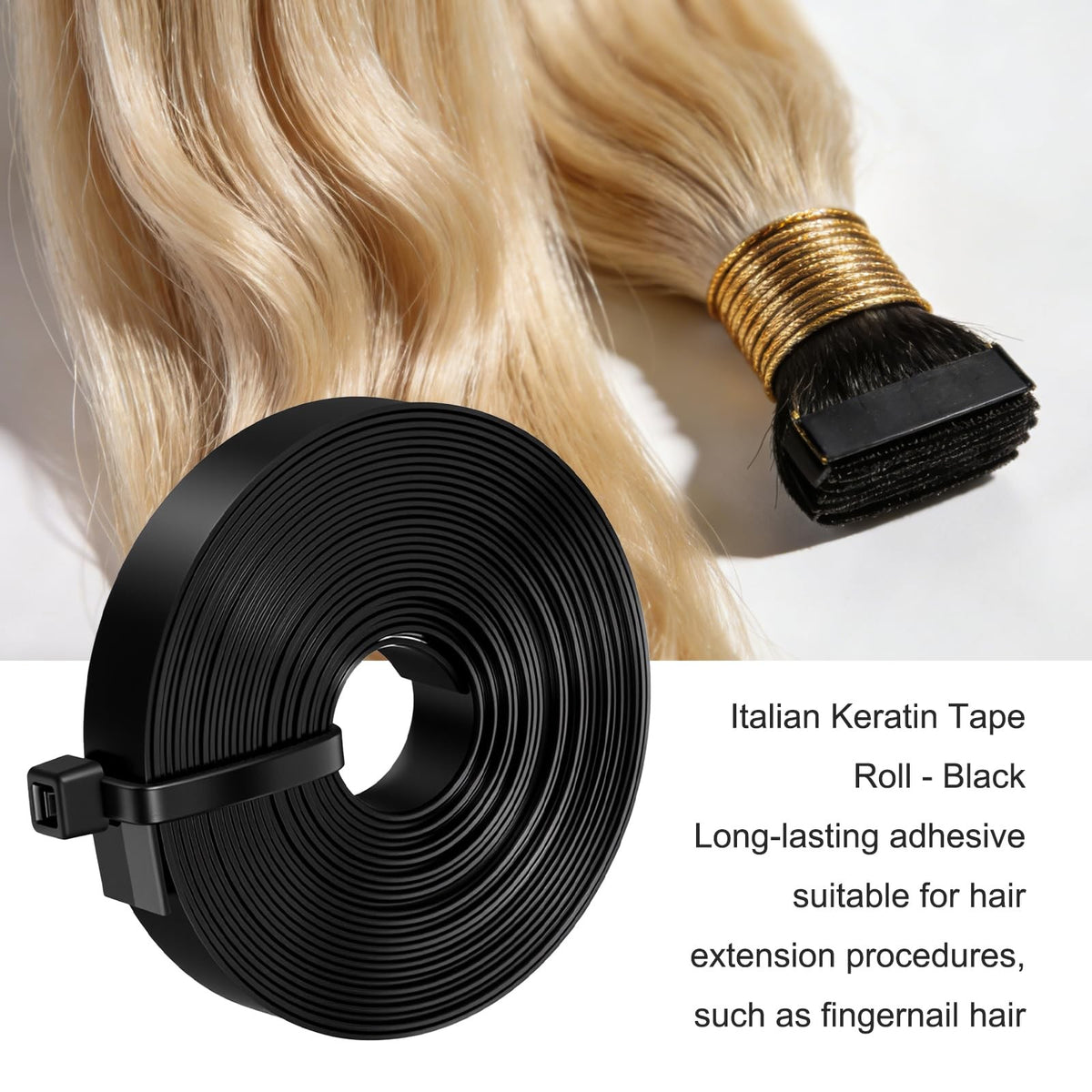 Keratin Glue for Hair Extensions - Hot Fusion Flat Tip 0.9cm x 300cm Black