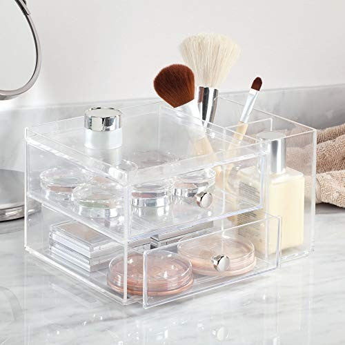 Plastic Vanity Organizer Set with 3 Drawers for Cosmetics & Office Storage