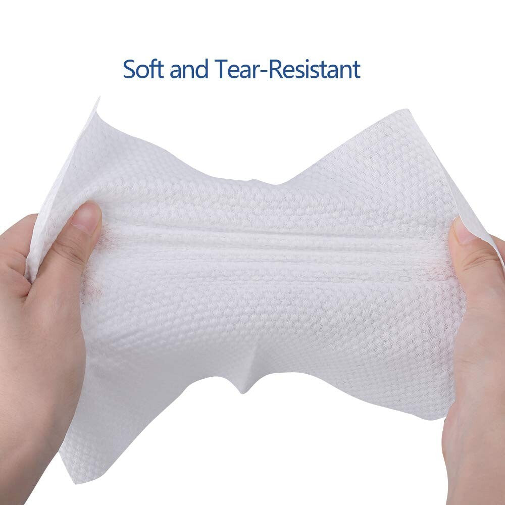 Disposable Facial Cotton Wipes - 200 Count, Soft Reusable Dual-Use Pads