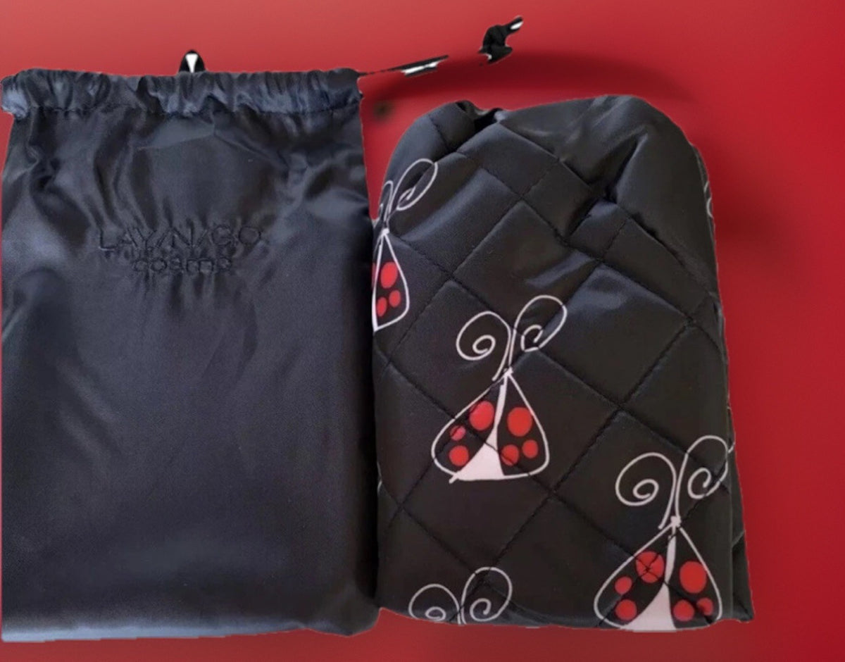 Travel Cosmetic Bag 21 Inch Washable Black Ladybugs Organizer for Women
