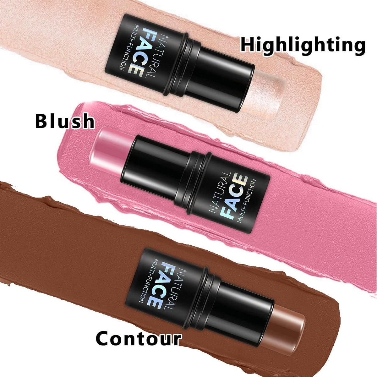 Cream Contour Stick Makeup Kit with Highlighter Blush and Bronzer - 3 Pieces